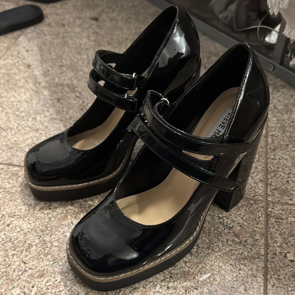 Black Patent Leather Mary Jane Heels